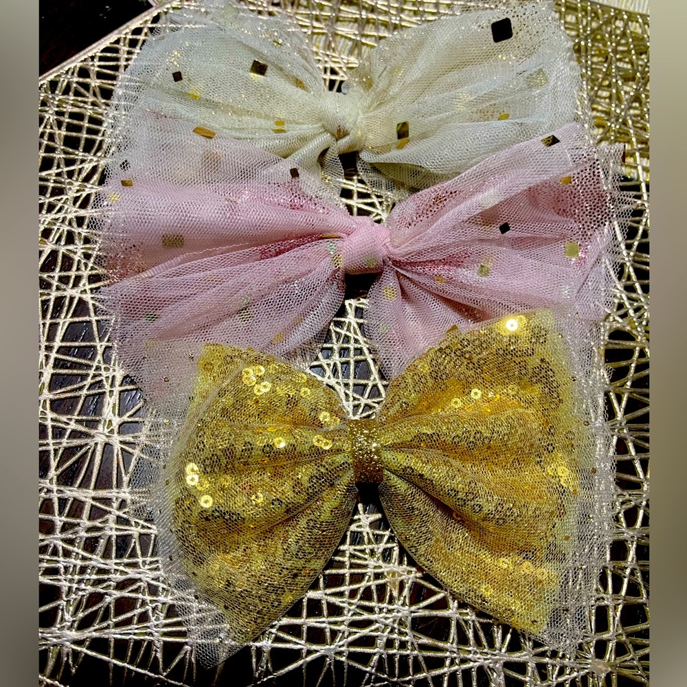 Set of Three Glittery Hair Bows